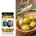 Pitted green olives